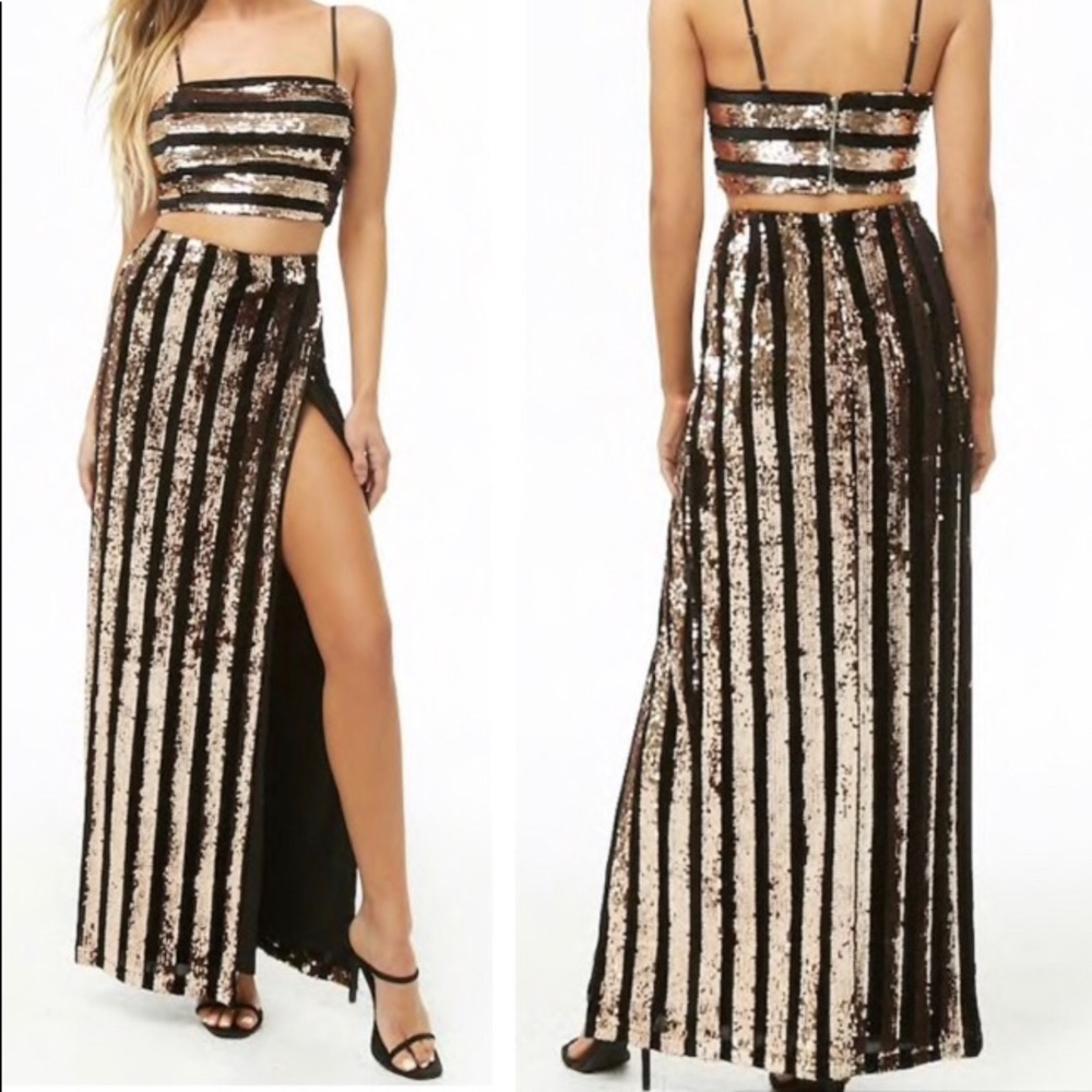 Forever 21 Sequin maxi skirt with hi slit!